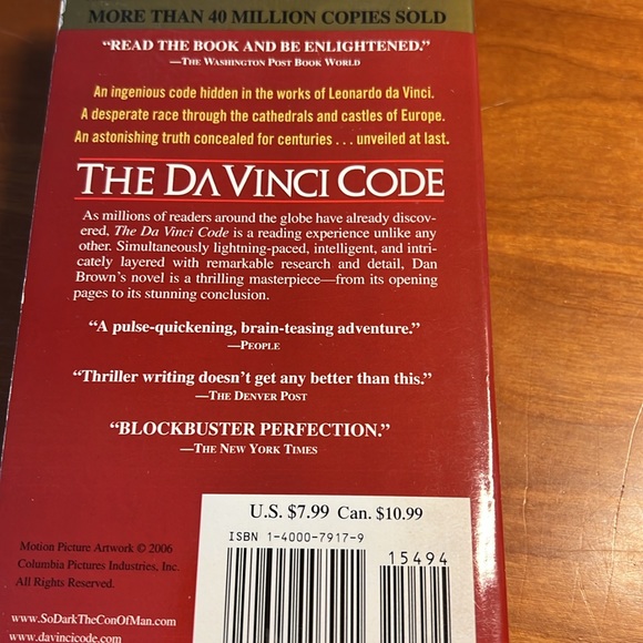 📌3 Bestseller Dan Brown - Da Vinci Code, Brad Thor - Patriot, Matthew Reilly - Picture 6 of 12